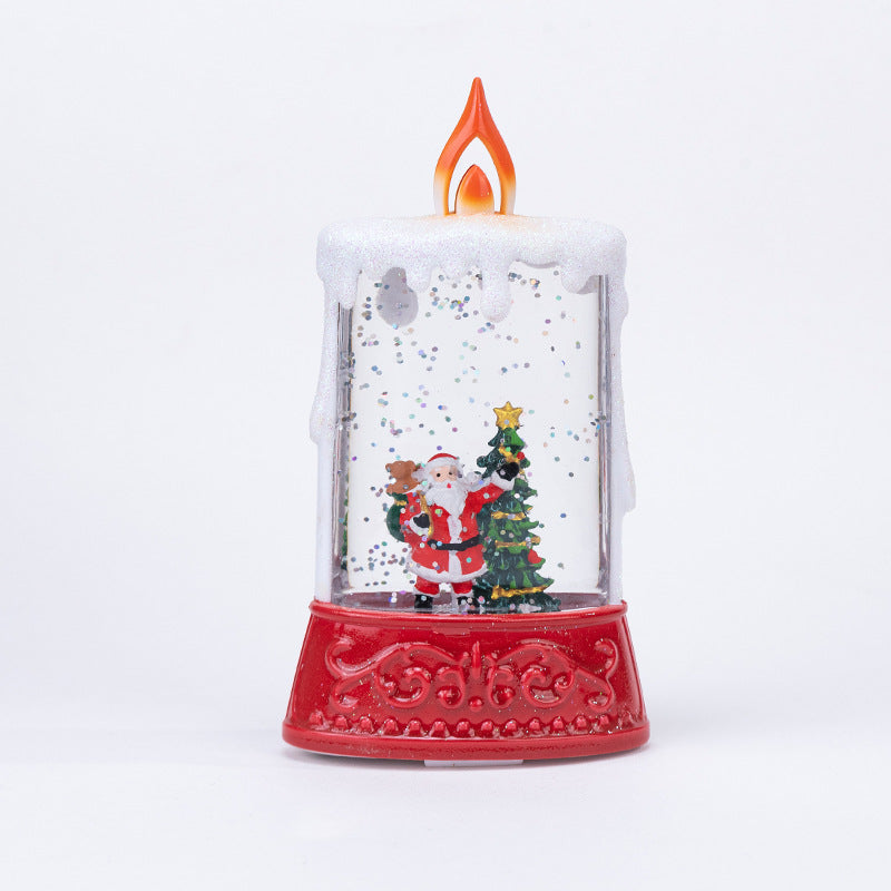 Christmas Glowing Water-Filled Candle Small Lantern Decoration Gift Elderly Water Feature Lamp Desktop Ornament Christmas Tree Arrangement