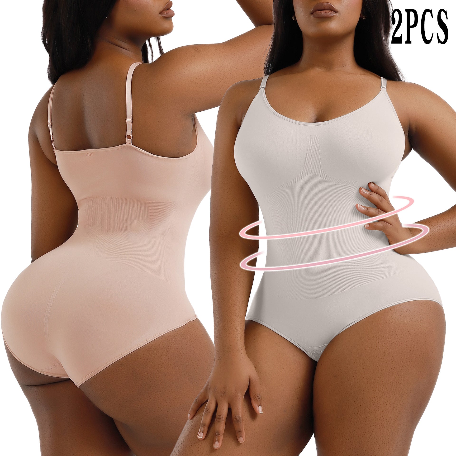 Cakulo Plus Size Postpartum Hip Lifting Seamless Full Body Belly Contraction One Piece Shapewear