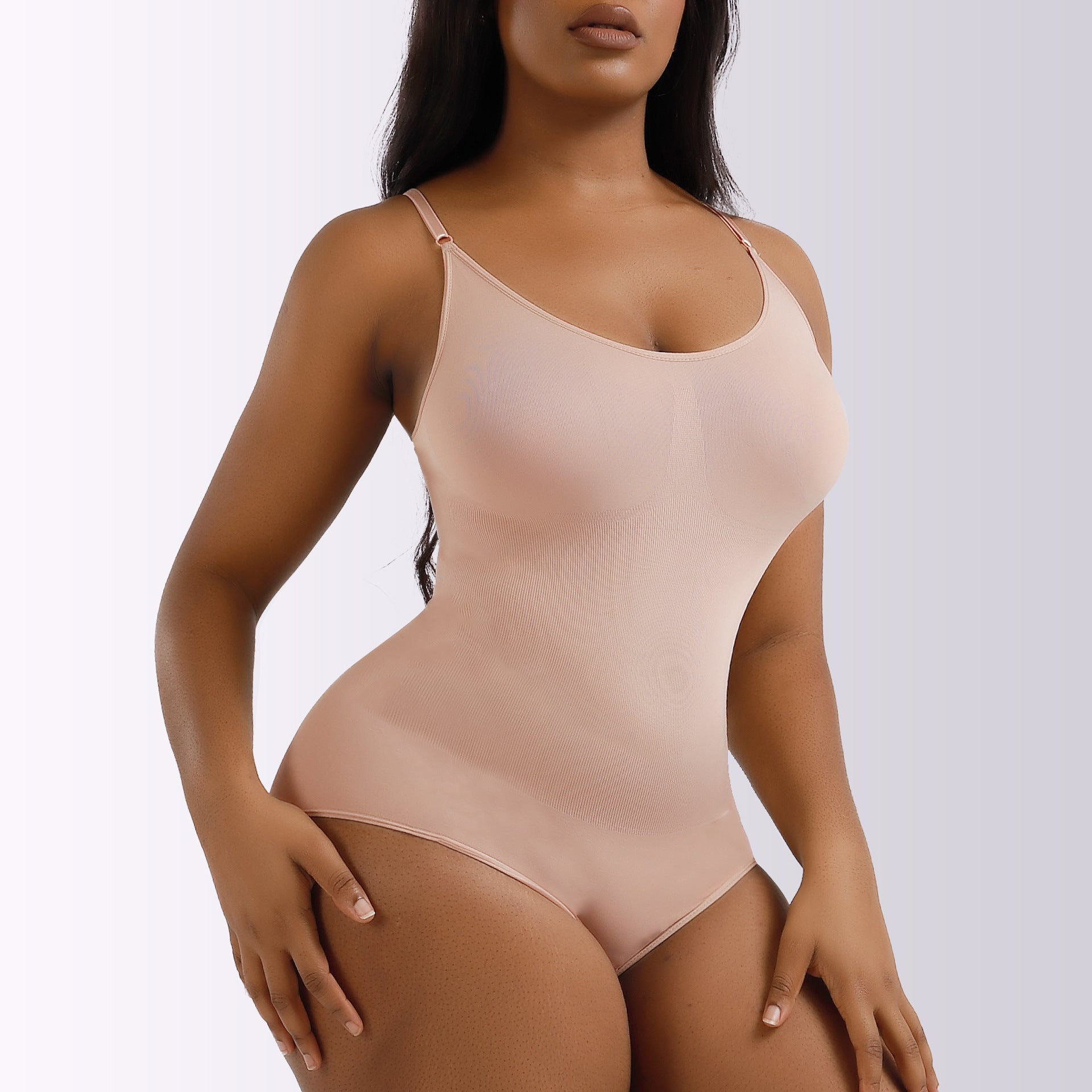 Cakulo Plus Size Postpartum Hip Lifting Seamless Full Body Belly Contraction One Piece Shapewear