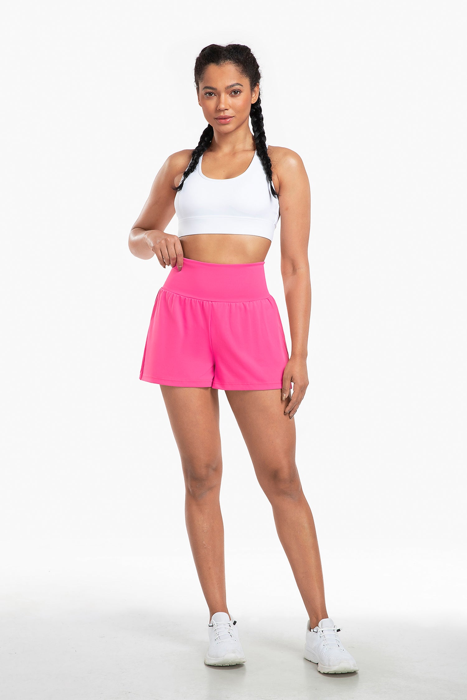 Cakulo High Waist Fake 3 Piece Yoga Women's Shorts With Invisible Pocket Breathable & Quick  Dry for Fitness