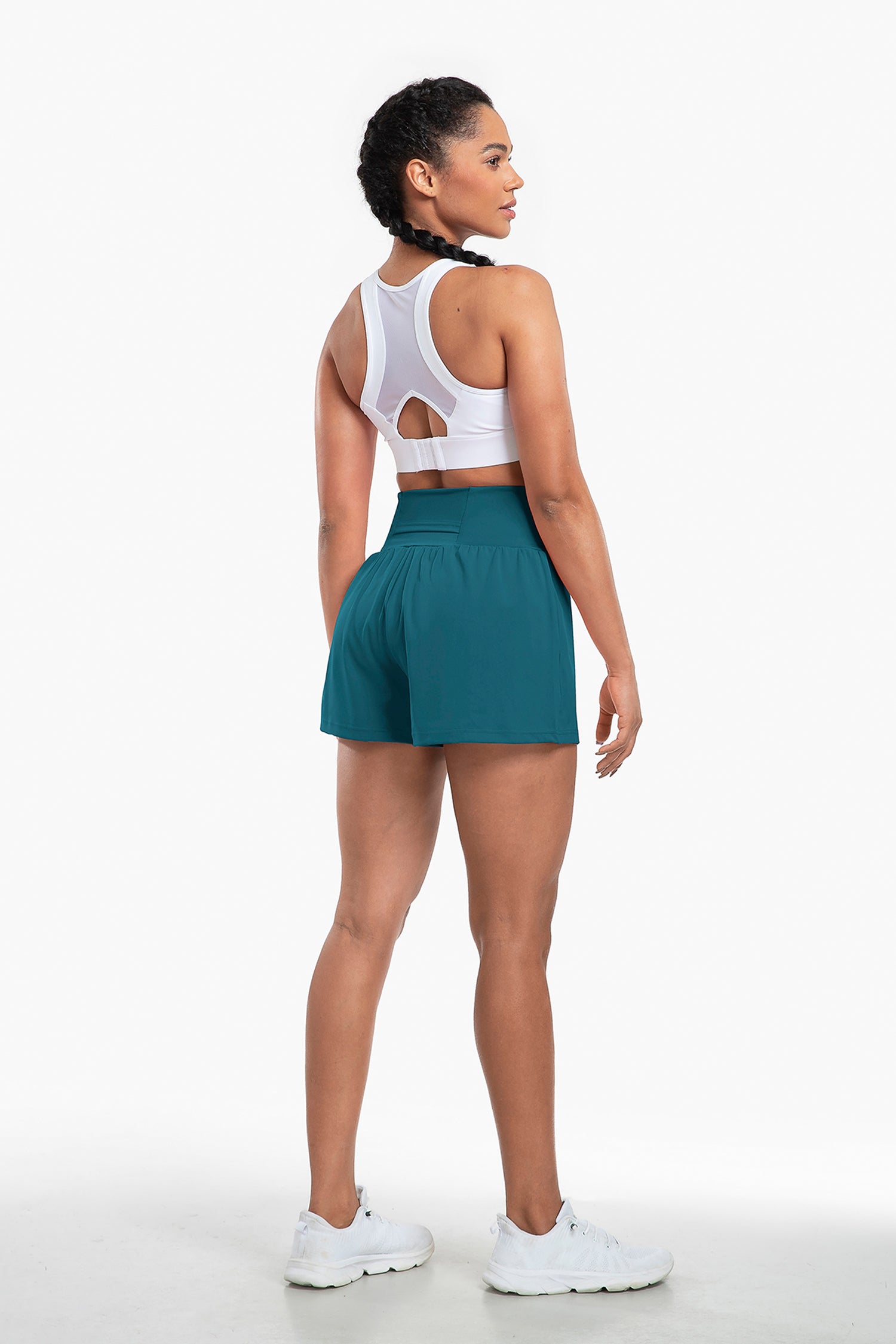 Cakulo High Waist Fake 3 Piece Yoga Women's Shorts With Invisible Pocket Breathable & Quick  Dry for Fitness