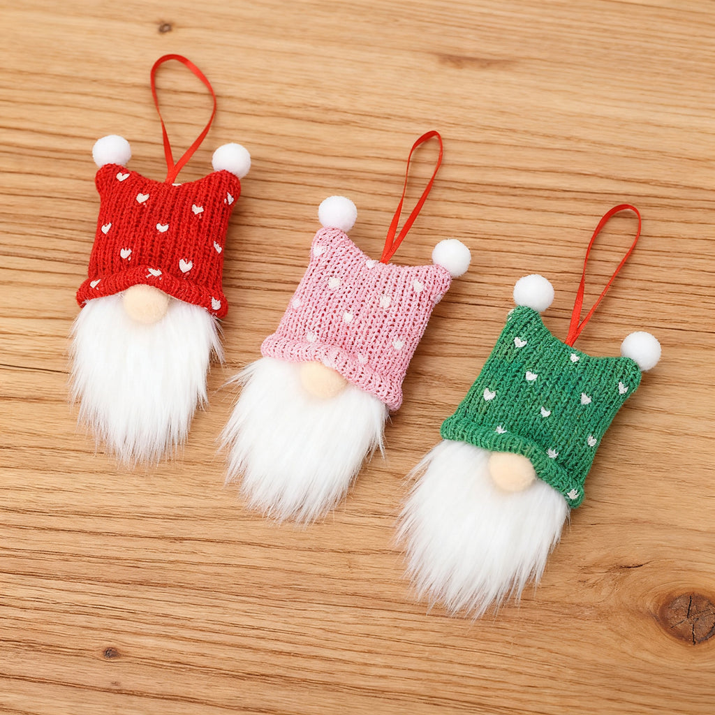 3-Piece Mingguan Christmas Nordic Style Knitted Gnome Pendant Set Christmas Decorations Gnome Figurine Ornaments