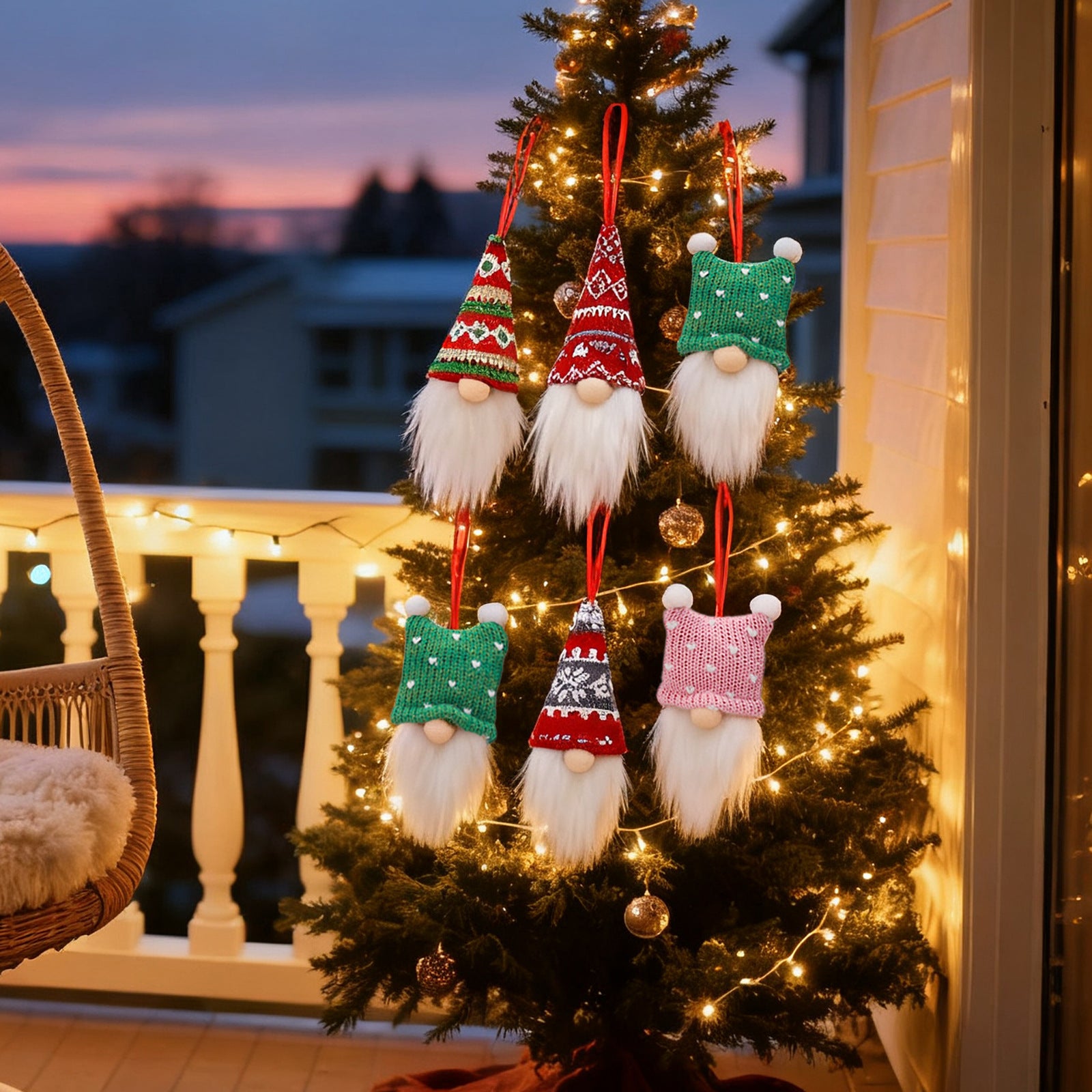 3-Piece Mingguan Christmas Nordic Style Knitted Gnome Pendant Set Christmas Decorations Gnome Figurine Ornaments