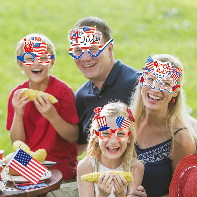 Hot New Product American Independence Day Decorative Glasses American National Day Holiday Photo Props Paper Glasses