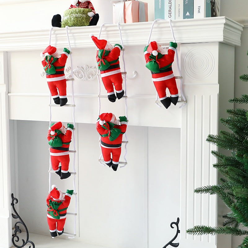 Santa Claus Climbing Ladder Desktop Creative Ornament Christmas Decoration Scene Setup Hanging Christmas Tree Decoration