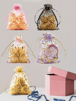 Cakulo 100pcs 4x6'' Black Organza Bags Eyelash Drawstring for Jewelry Candy Wedding