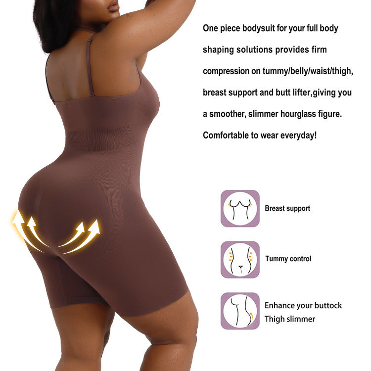 Cakulo Plus Size Postpartum Hip Lifting Seamless Full Body Belly Contraction One Piece Shapewear