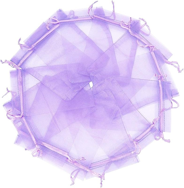 Cakulo 100pcs 3.9x4.7 Organza Gift Bags Drawstring for Wedding Candy Jewelry