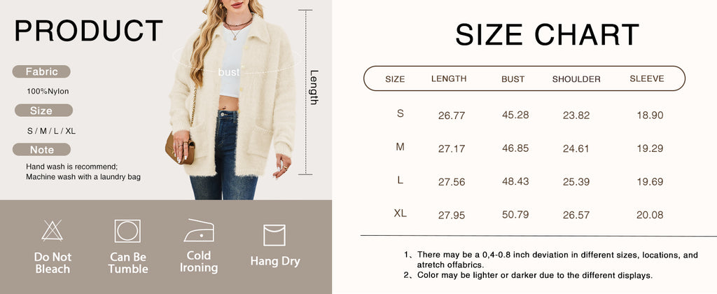 Cakulo Womens Oversized Fuzzy Collared Cardigan with Pockets for Fall/Winter