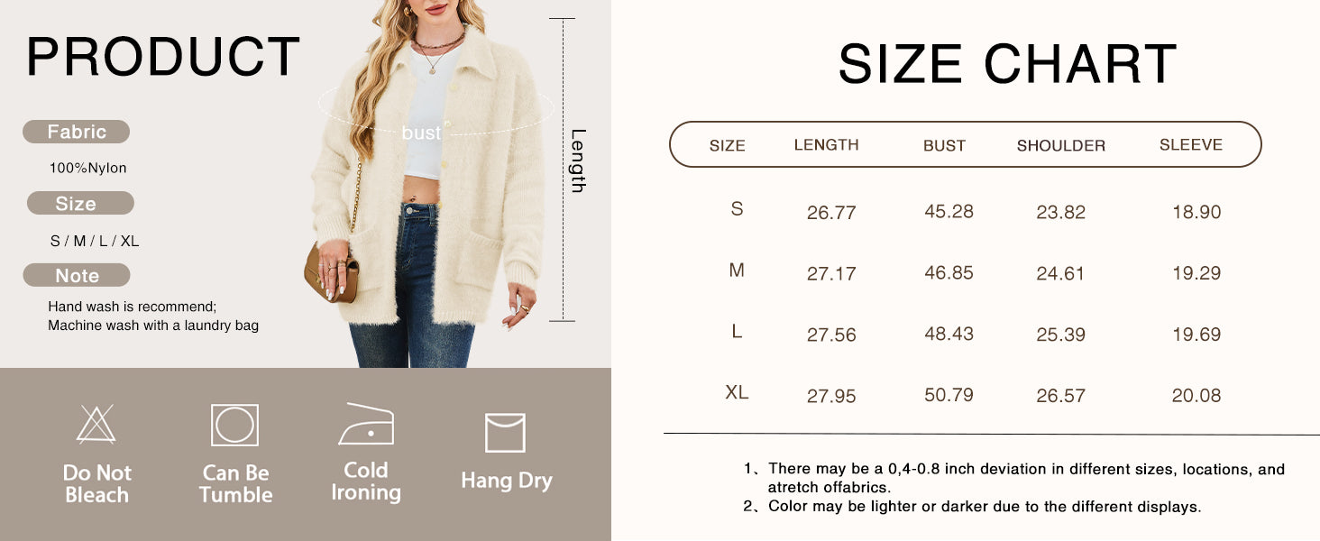 Cakulo Womens Oversized Fuzzy Collared Cardigan with Pockets for Fall/Winter