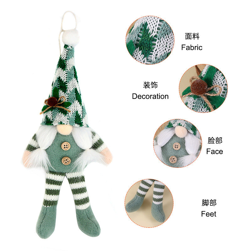 Christmas Decoration Supplies Pendant Striped Knitted Hat Rudolph Hanging Leg Doll Gnome Party Ornament