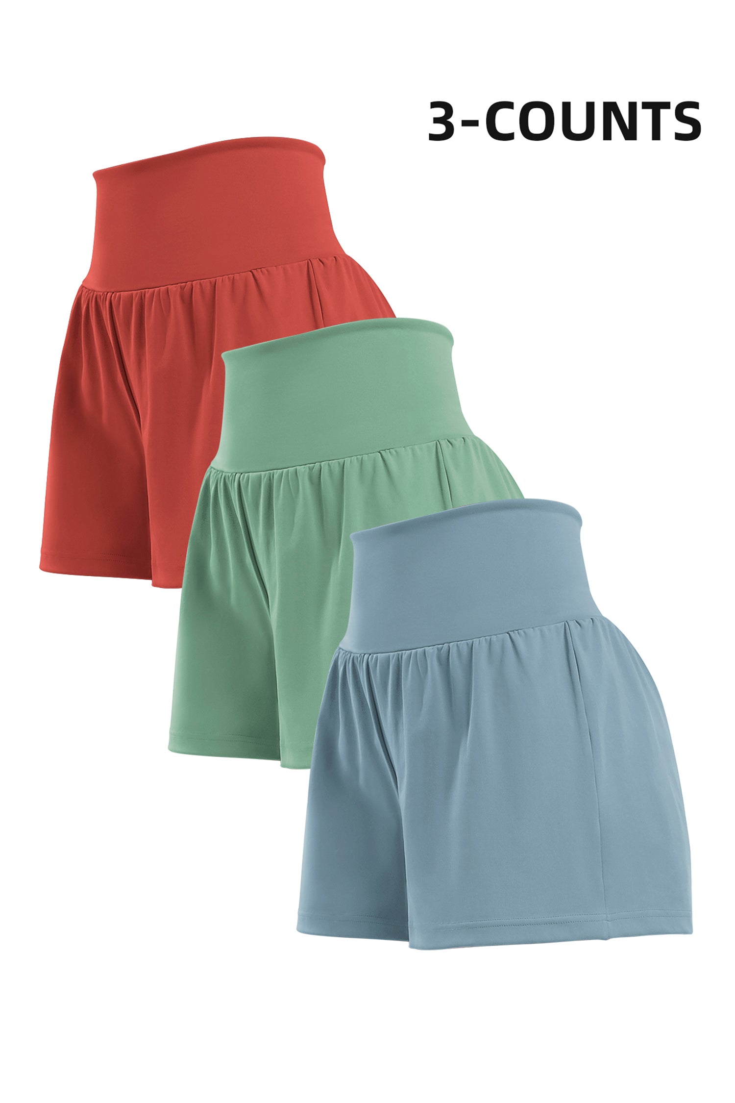 Cakulo High Waist Fake 3 Piece Yoga Women's Shorts With Invisible Pocket Breathable & Quick  Dry for Fitness