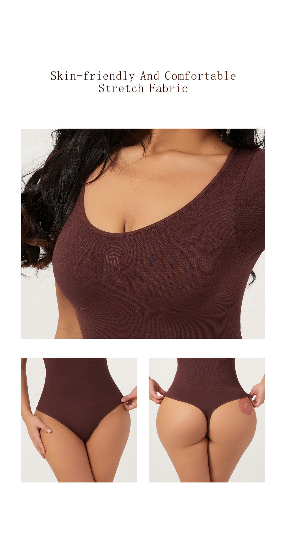 Cakulo Butt-Lifting Waist-Cinching Seamless Short-Sleeve Thong Shapewear Bodysuit