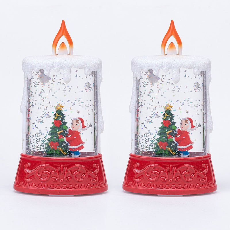 Christmas Glowing Water-Filled Candle Small Lantern Decoration Gift Elderly Water Feature Lamp Desktop Ornament Christmas Tree Arrangement