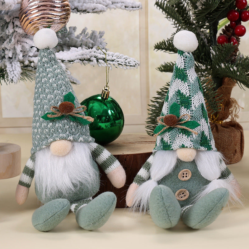 Christmas Decoration Supplies Pendant Striped Knitted Hat Rudolph Hanging Leg Doll Gnome Party Ornament