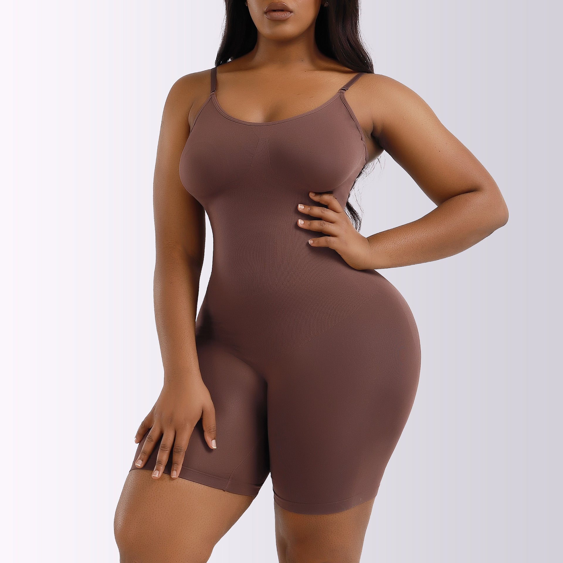 Cakulo Plus Size Postpartum Hip Lifting Seamless Full Body Belly Contraction One Piece Shapewear