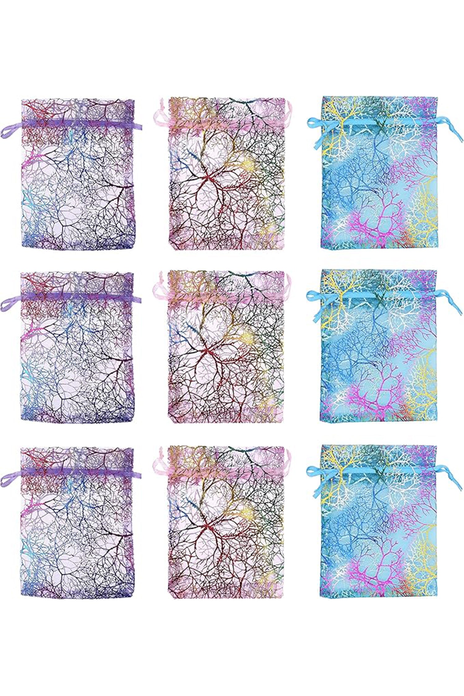 Cakulo 4x6 Organza Bags Mixed Coralline JewelryCandy Mesh Drawstring for Weddings