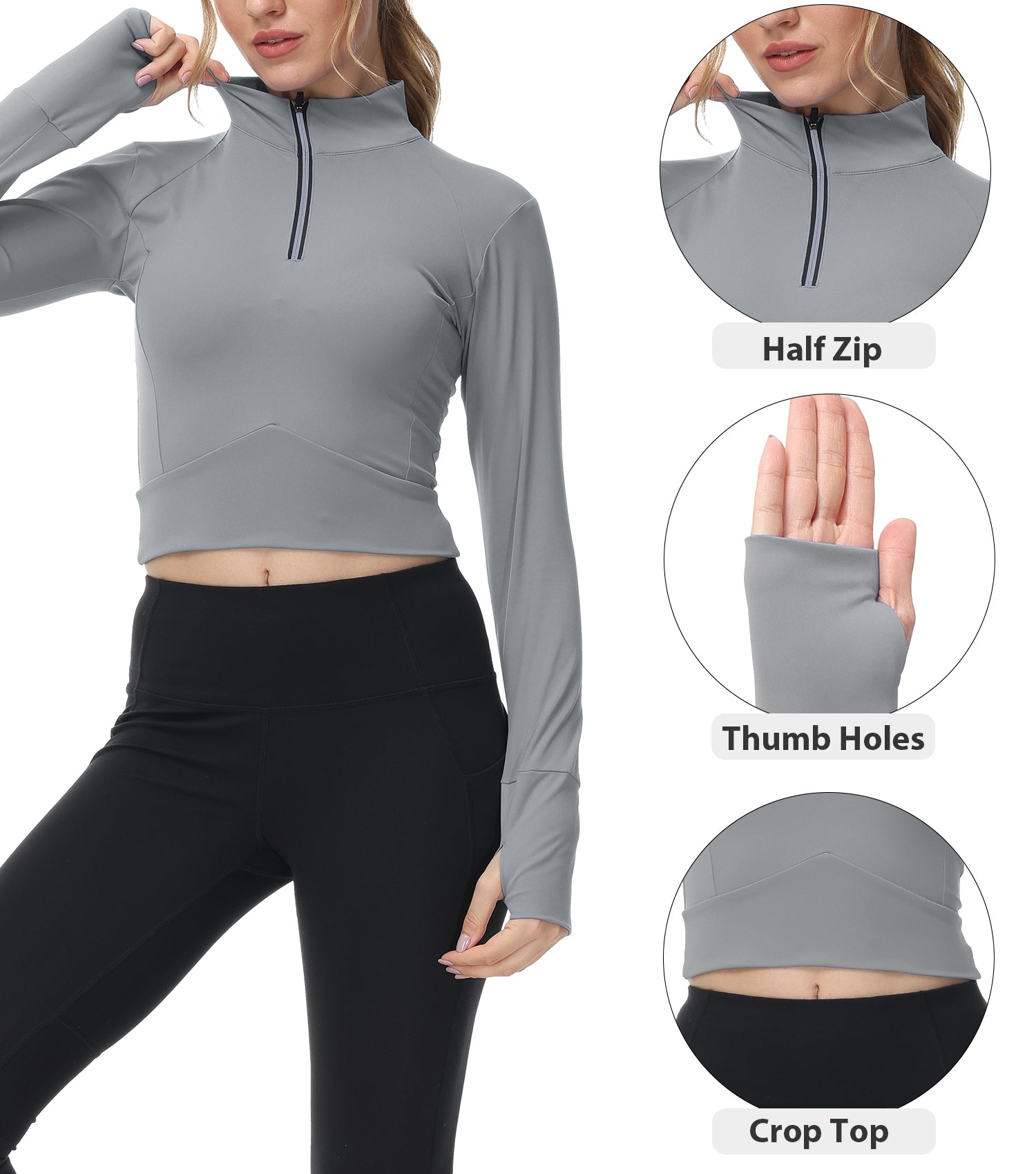 Cakulo Women's 2025 Cropped Zip - Up Workout Jackets. Slim Fit, Lightweight for Running