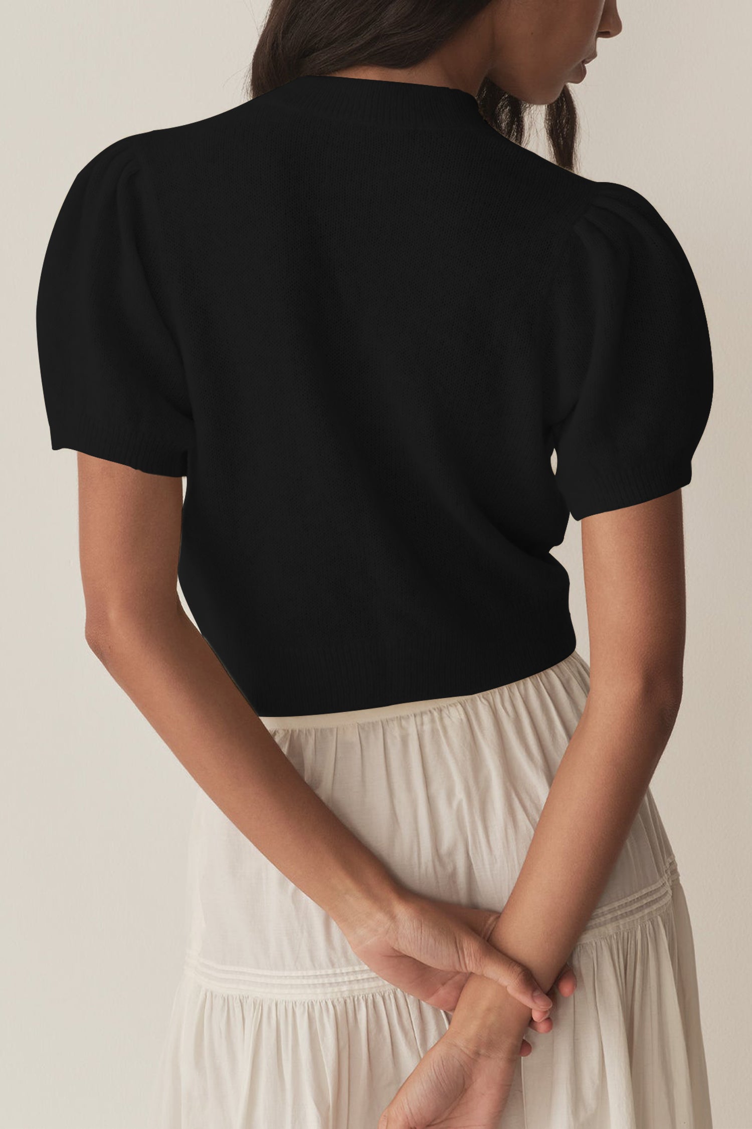 Cakulo Puff Short Sleeve Cardigan Sweaters Cropped Button up Lightweight Y2k Knit Summer Cardigans