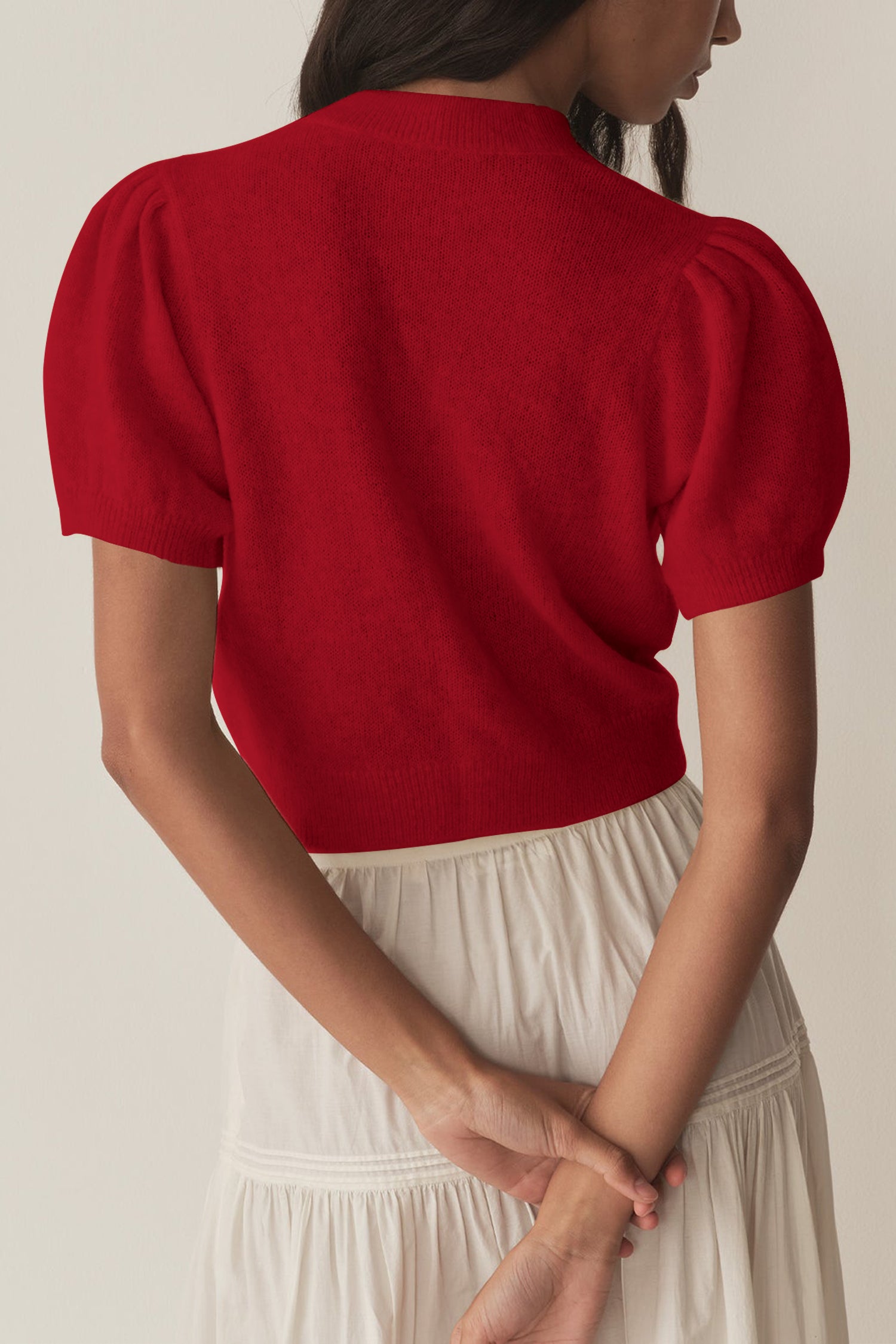 Cakulo Puff Short Sleeve Cardigan Sweaters Cropped Button up Lightweight Y2k Knit Summer Cardigans
