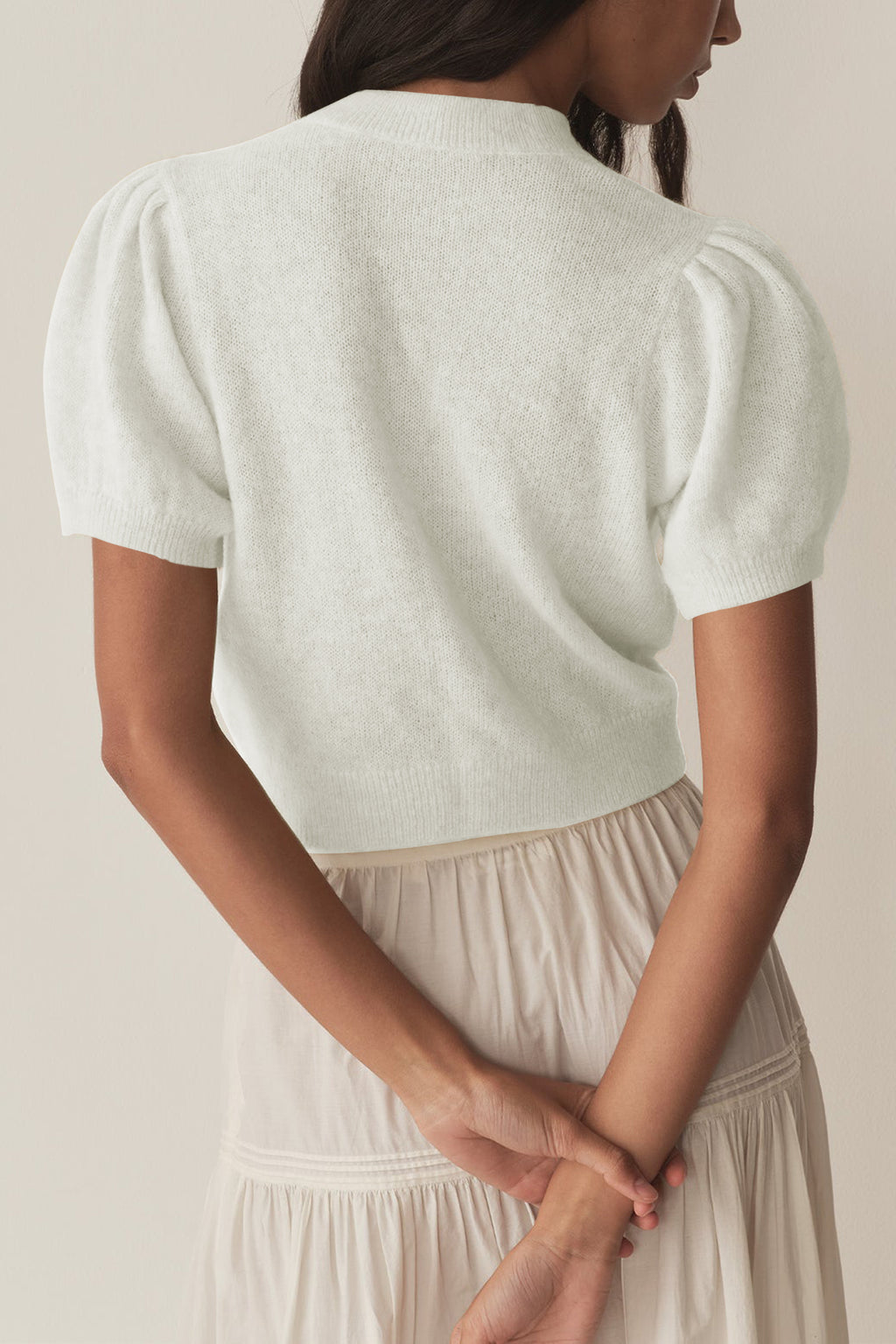 Cakulo Puff Short Sleeve Cardigan Sweaters Cropped Button up Lightweight Y2k Knit Summer Cardigans