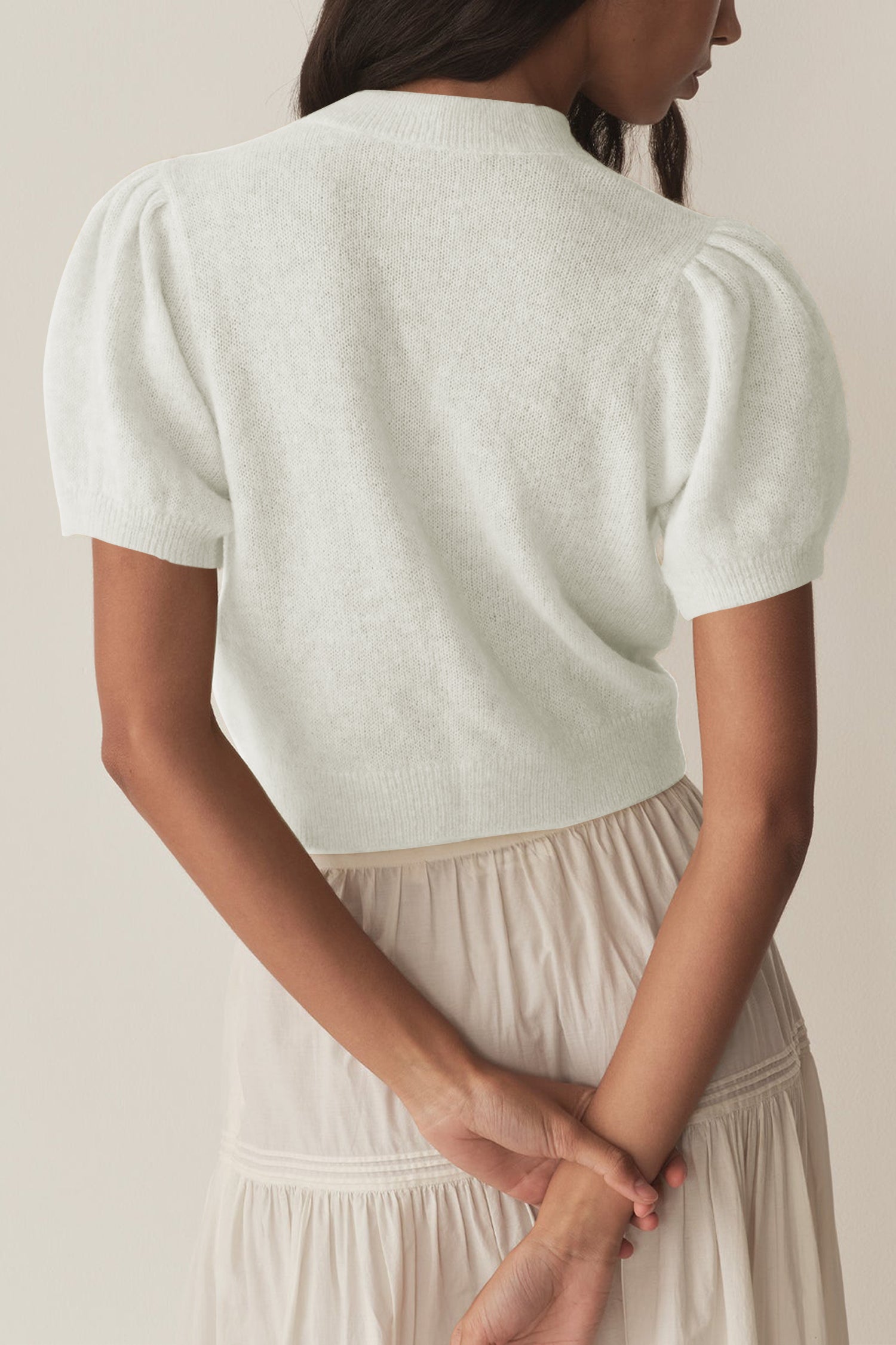 Cakulo Puff Short Sleeve Cardigan Sweaters Cropped Button up Lightweight Y2k Knit Summer Cardigans