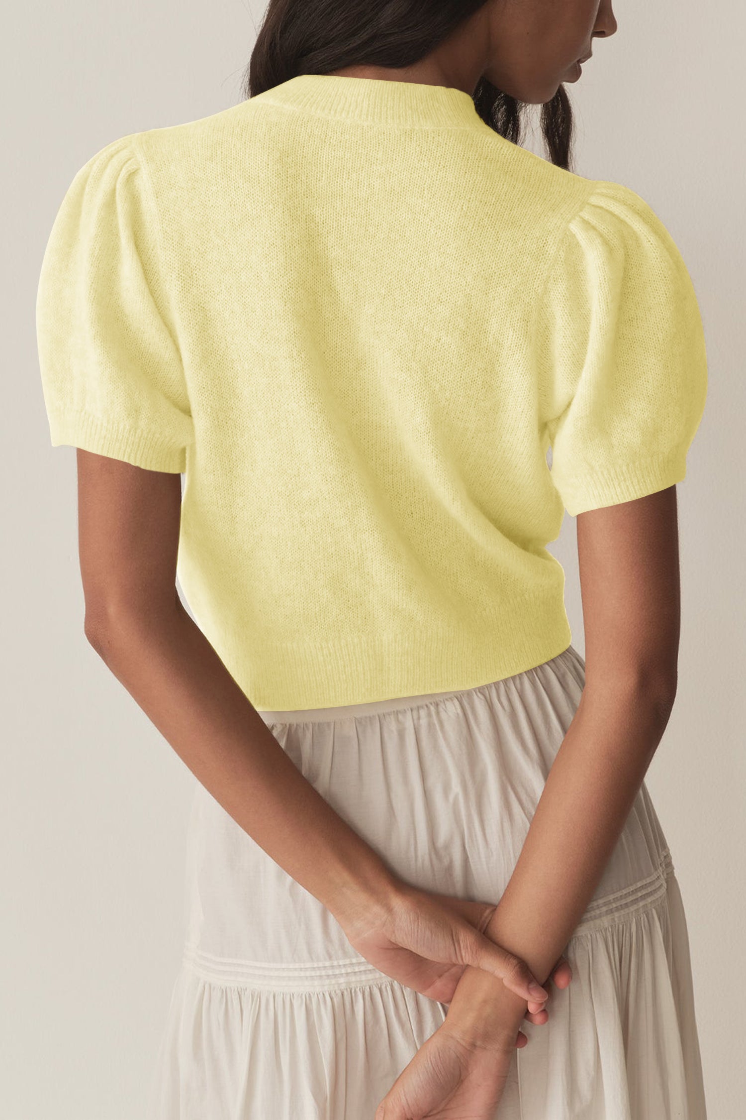 Cakulo Puff Short Sleeve Cardigan Sweaters Cropped Button up Lightweight Y2k Knit Summer Cardigans