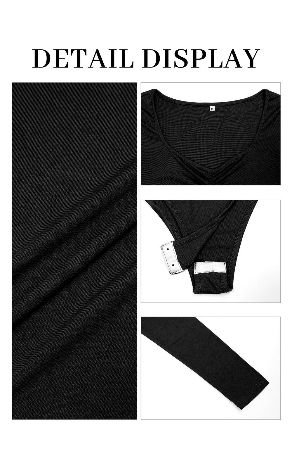 Cakulo Women’s Long Sleeve Square Neck Ruched Bodysuit