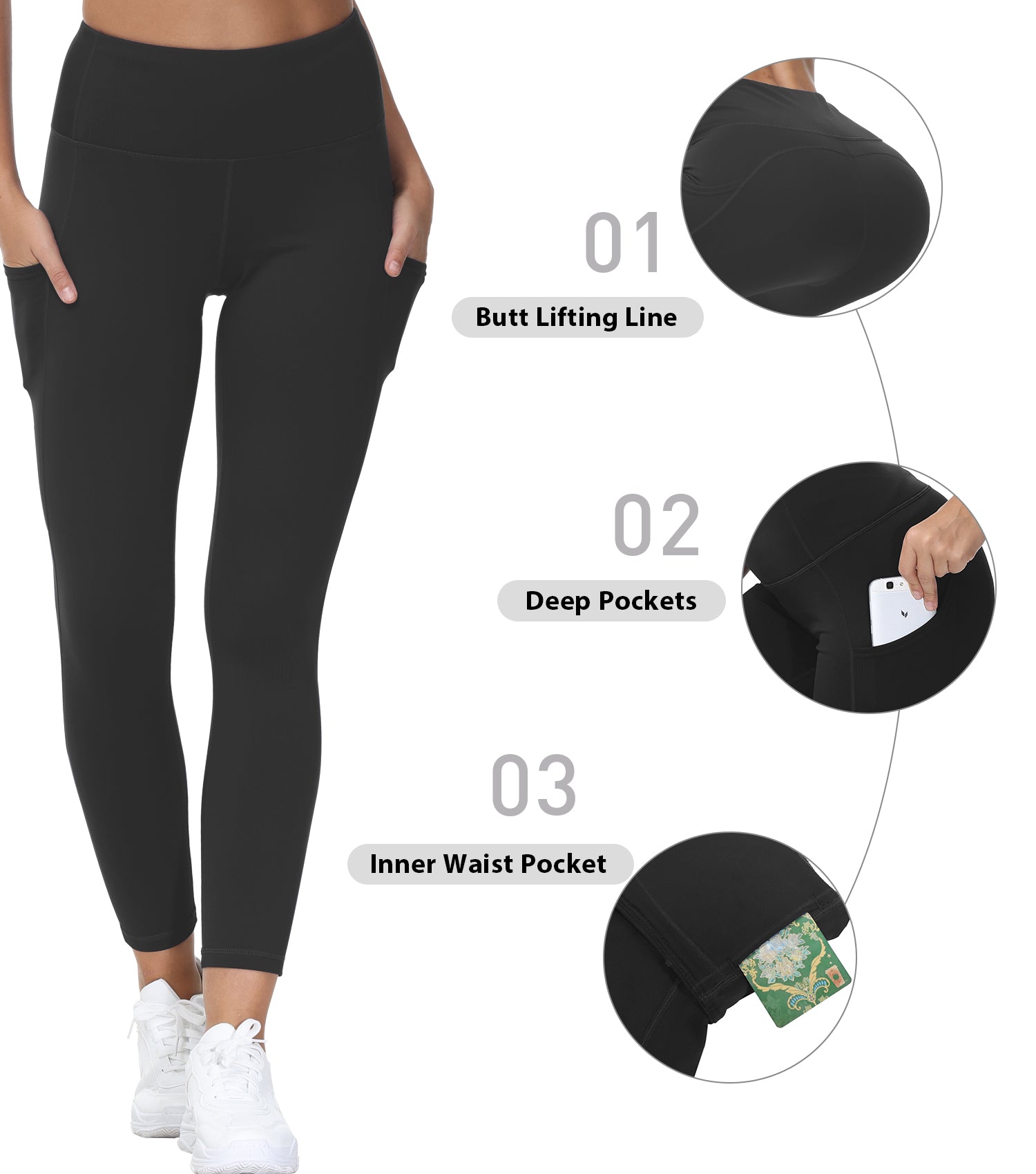 Cakulo High Waisted Leggings for Women-Soft Athletic Tummy Control Pants for Running Yoga