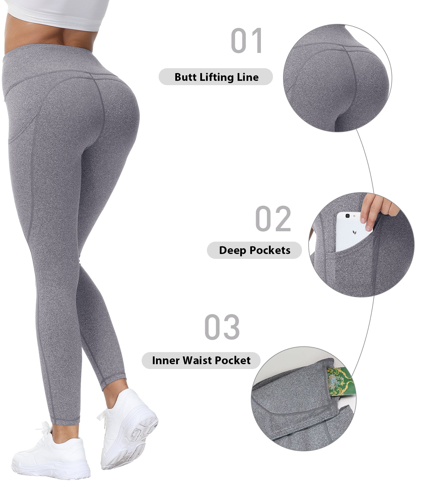 Cakulo High Waisted Leggings for Women-Soft Athletic Tummy Control Pants for Running Yoga