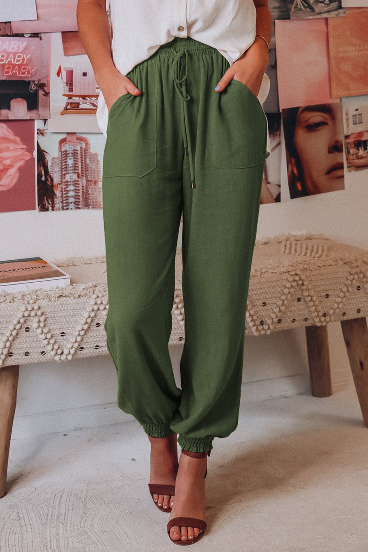 Cakulo Women's Casual Drawstring Joggers