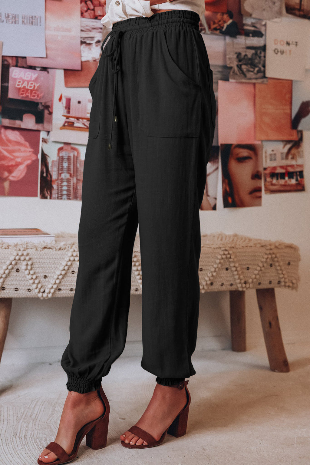 Cakulo Women's Casual Drawstring Joggers