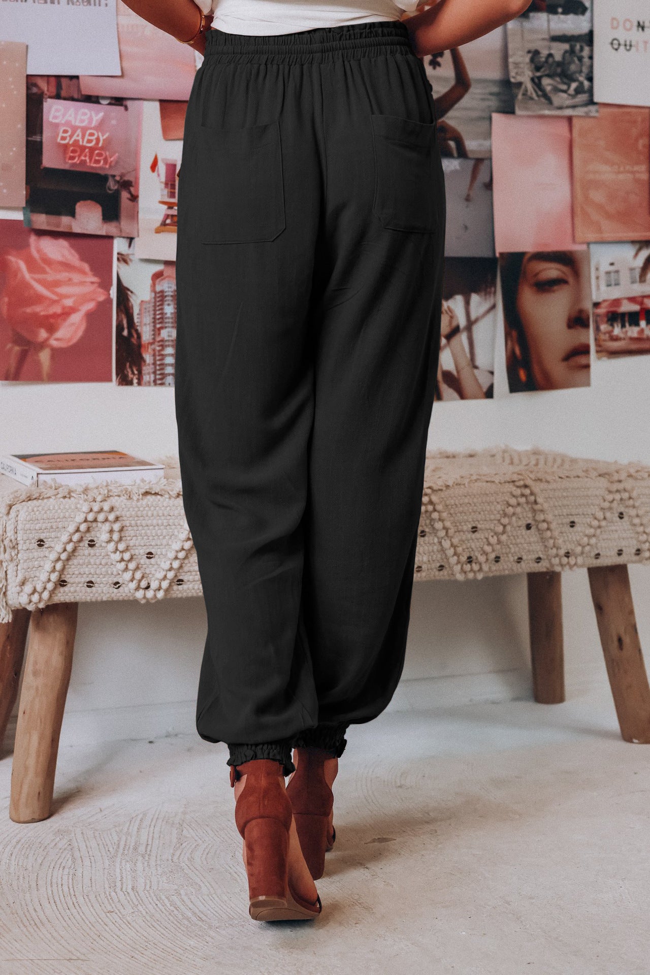 Cakulo Women's Casual Drawstring Joggers