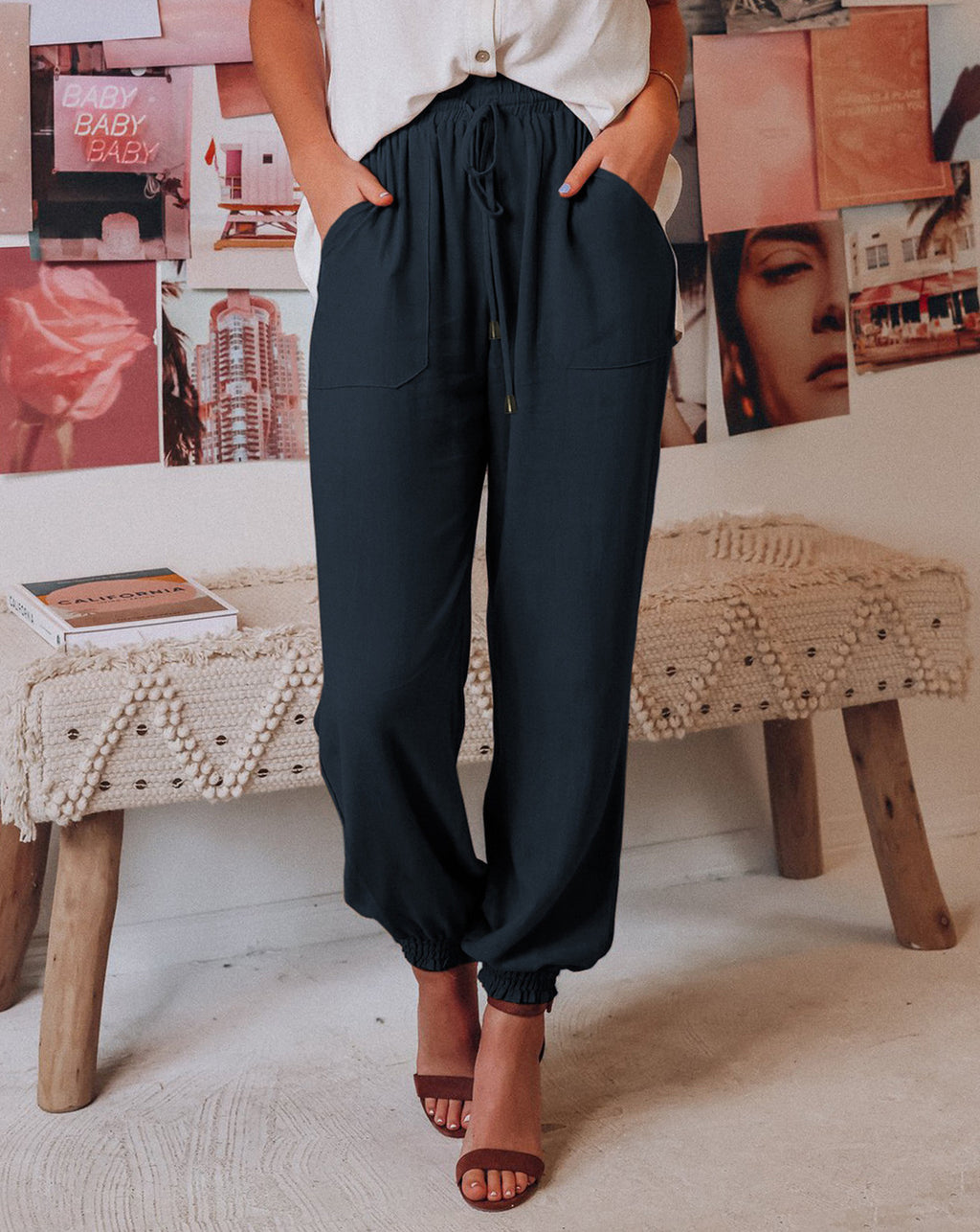Cakulo Women's Casual Drawstring Joggers