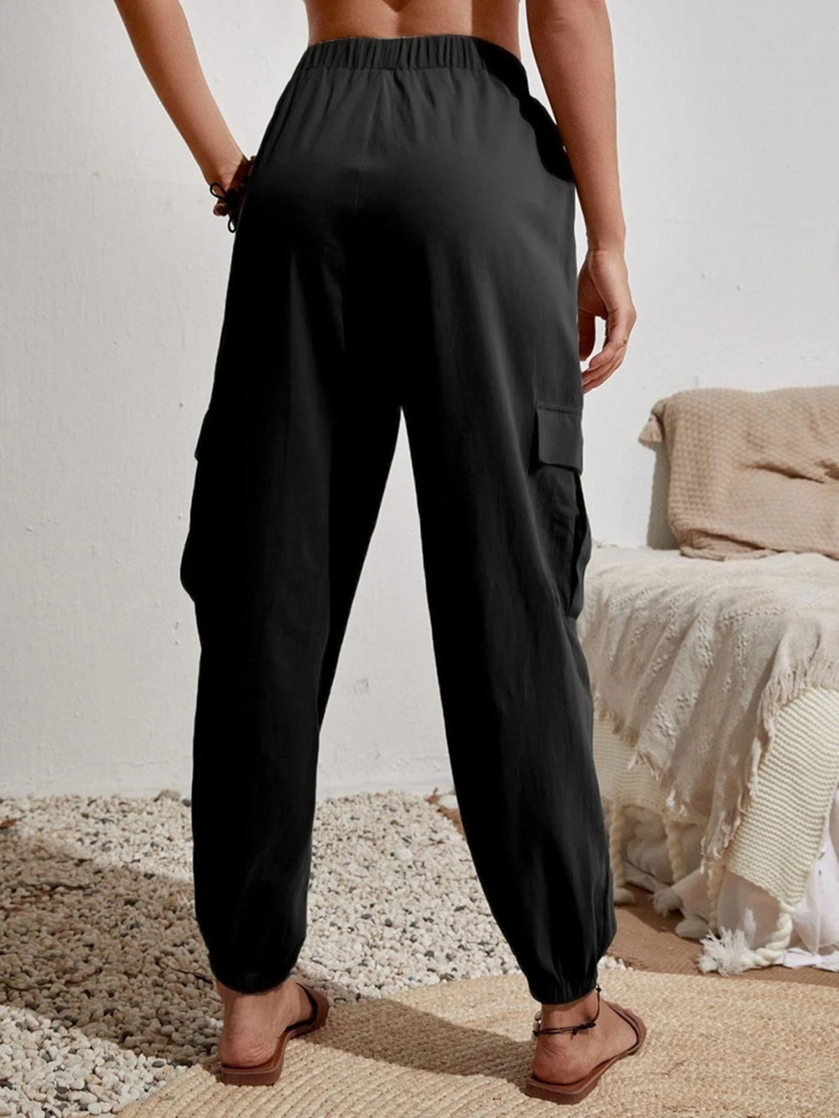 Cakulo Women's High-Waisted Wide-Leg Tapered Pants with Pockets