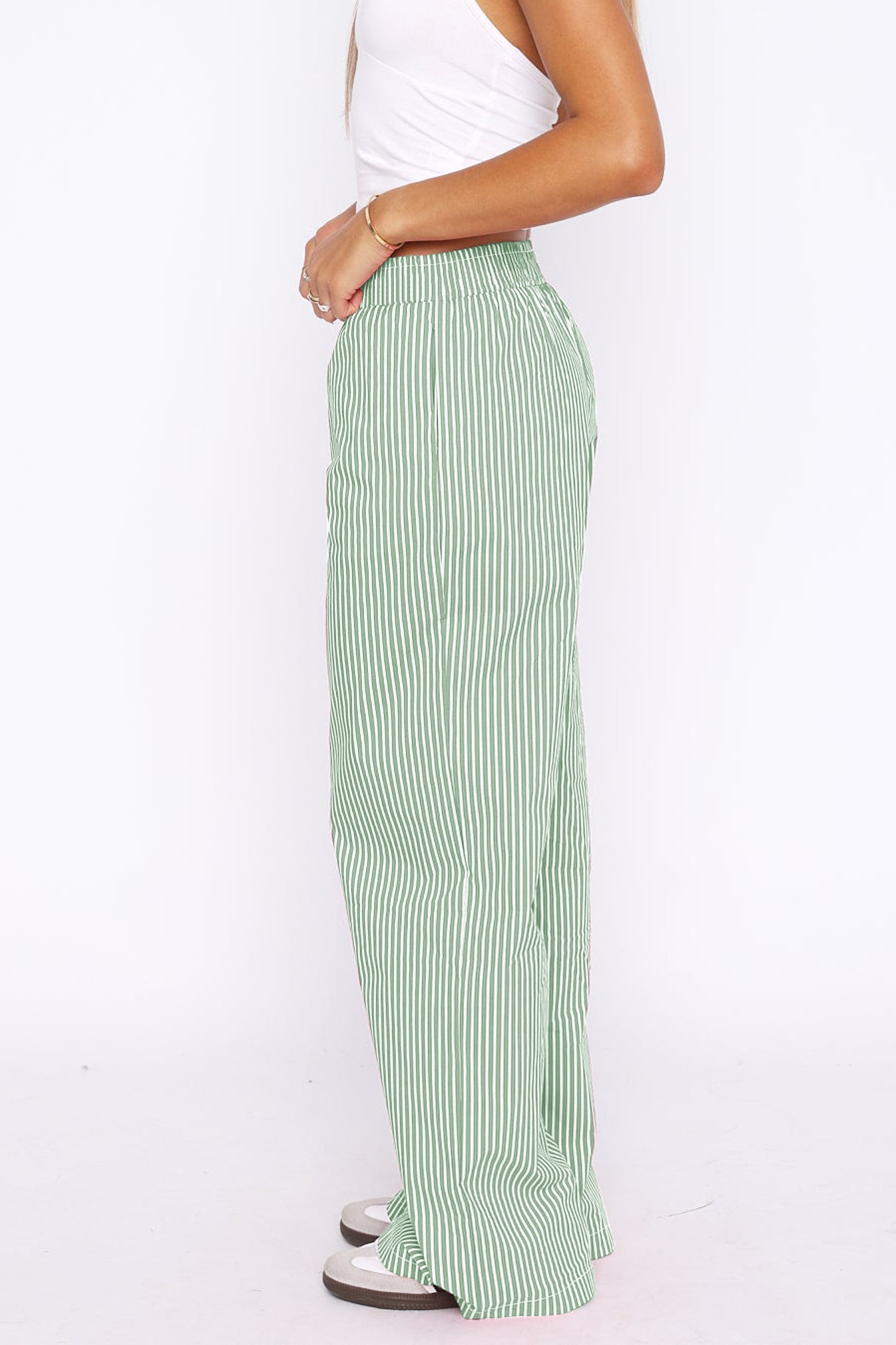Cakulo Women's Casual Striped Wide-Leg Lounge Pants