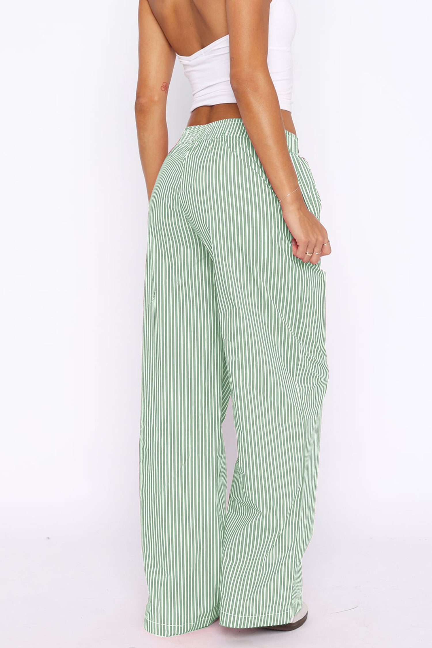 Cakulo Women's Casual Striped Wide-Leg Lounge Pants