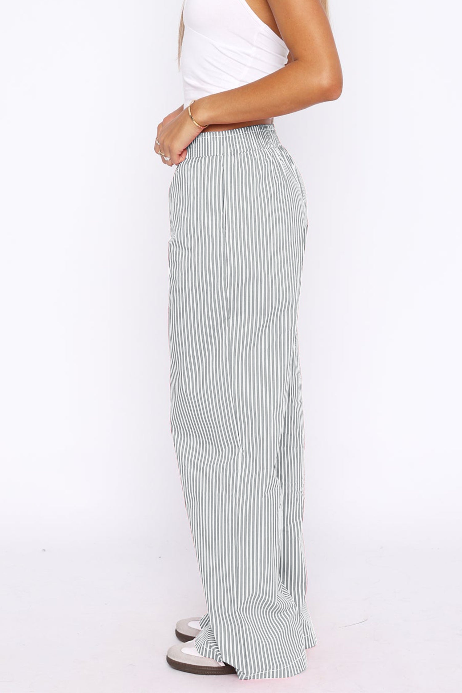 Cakulo Women's Casual Striped Wide-Leg Lounge Pants