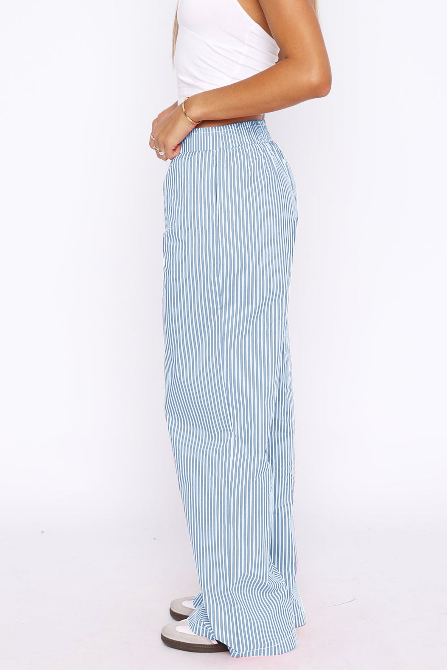 Cakulo Women's Casual Striped Wide-Leg Lounge Pants