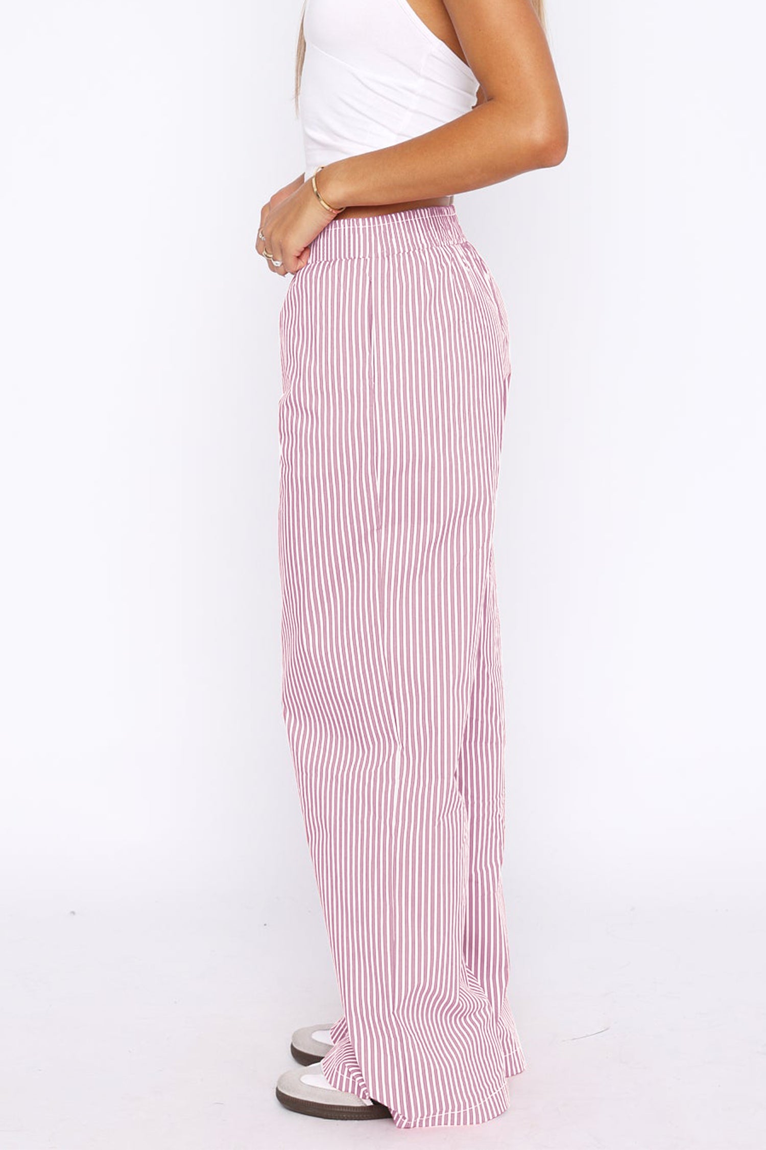 Cakulo Women's Casual Striped Wide-Leg Lounge Pants