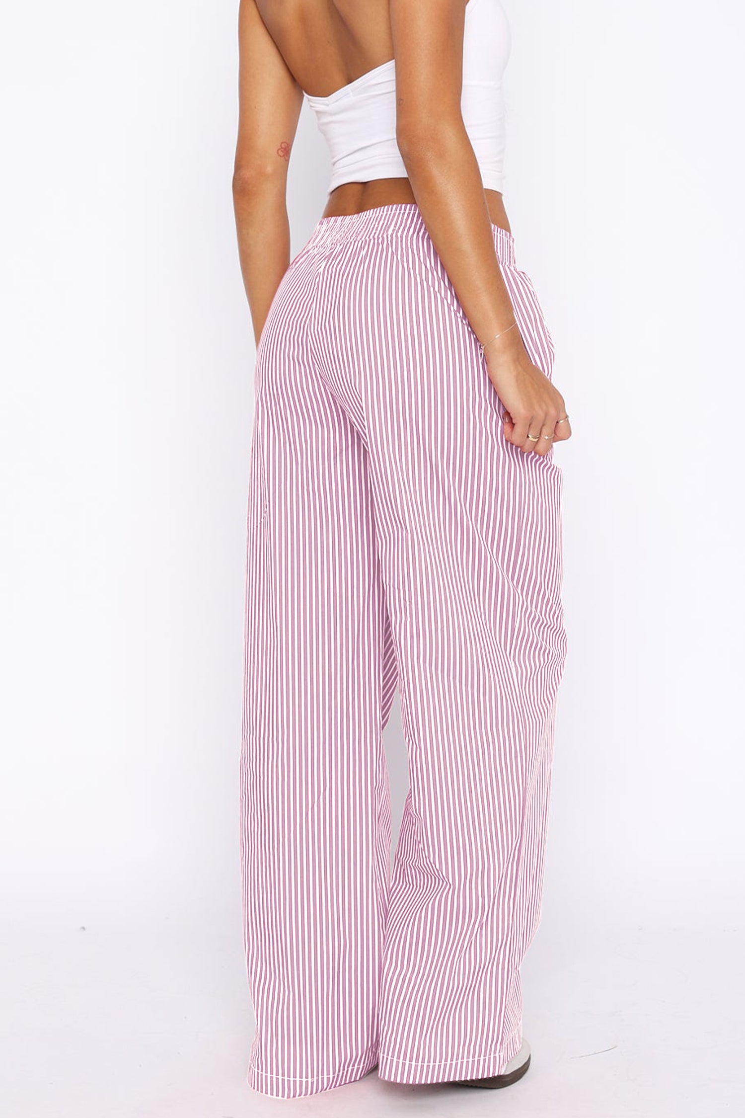 Cakulo Women's Casual Striped Wide-Leg Lounge Pants