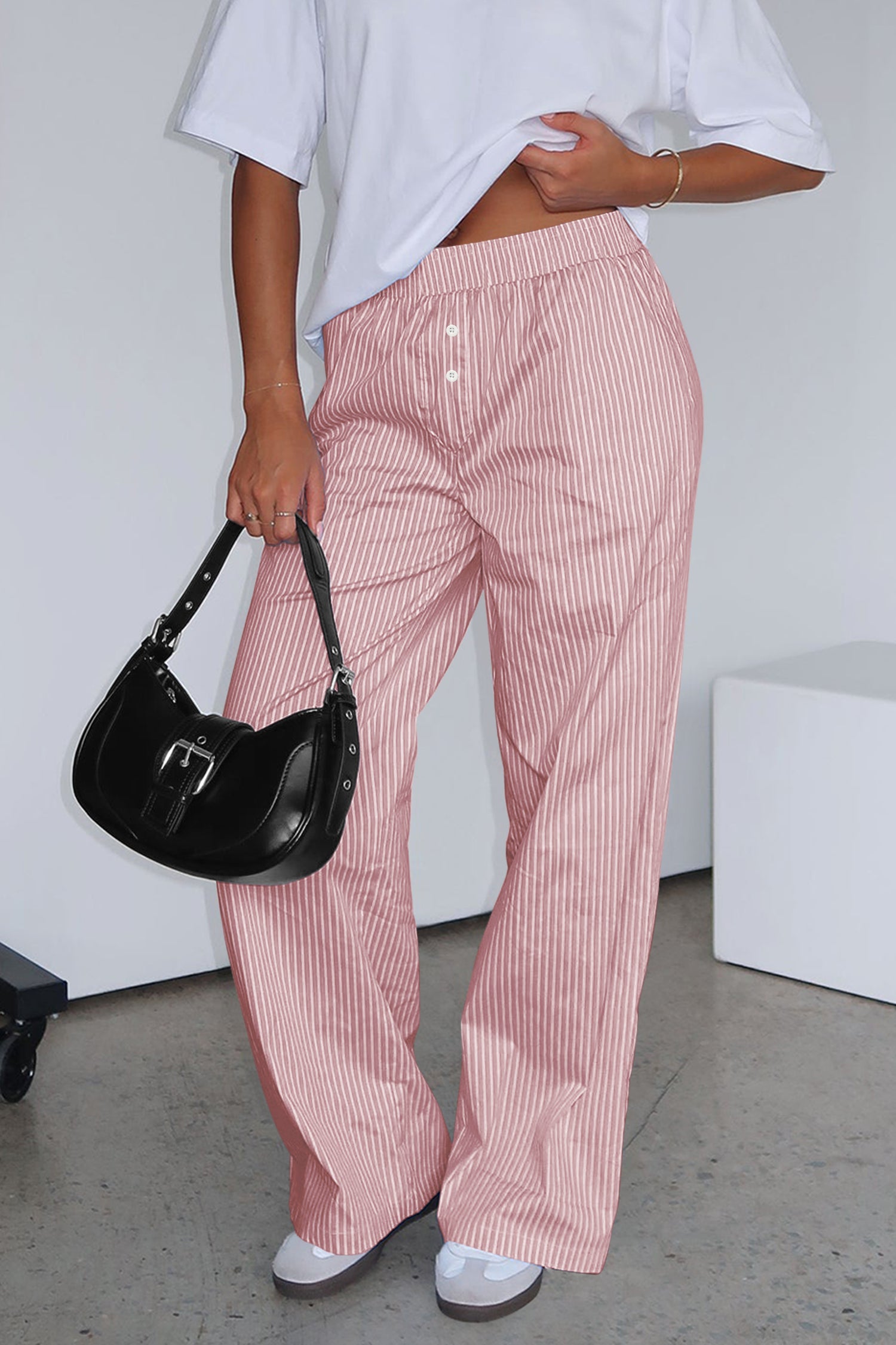 Cakulo Women's Casual Striped Wide-Leg Lounge Pants