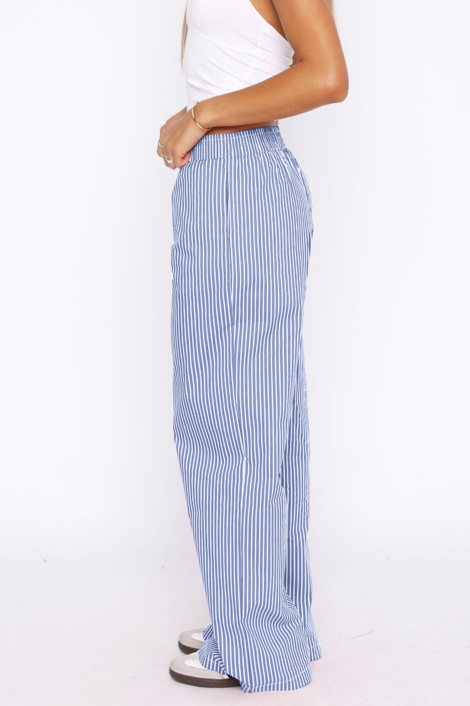 Cakulo Women's Casual Striped Wide-Leg Lounge Pants