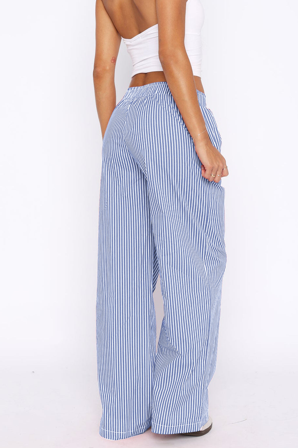 Cakulo Women's Casual Striped Wide-Leg Lounge Pants