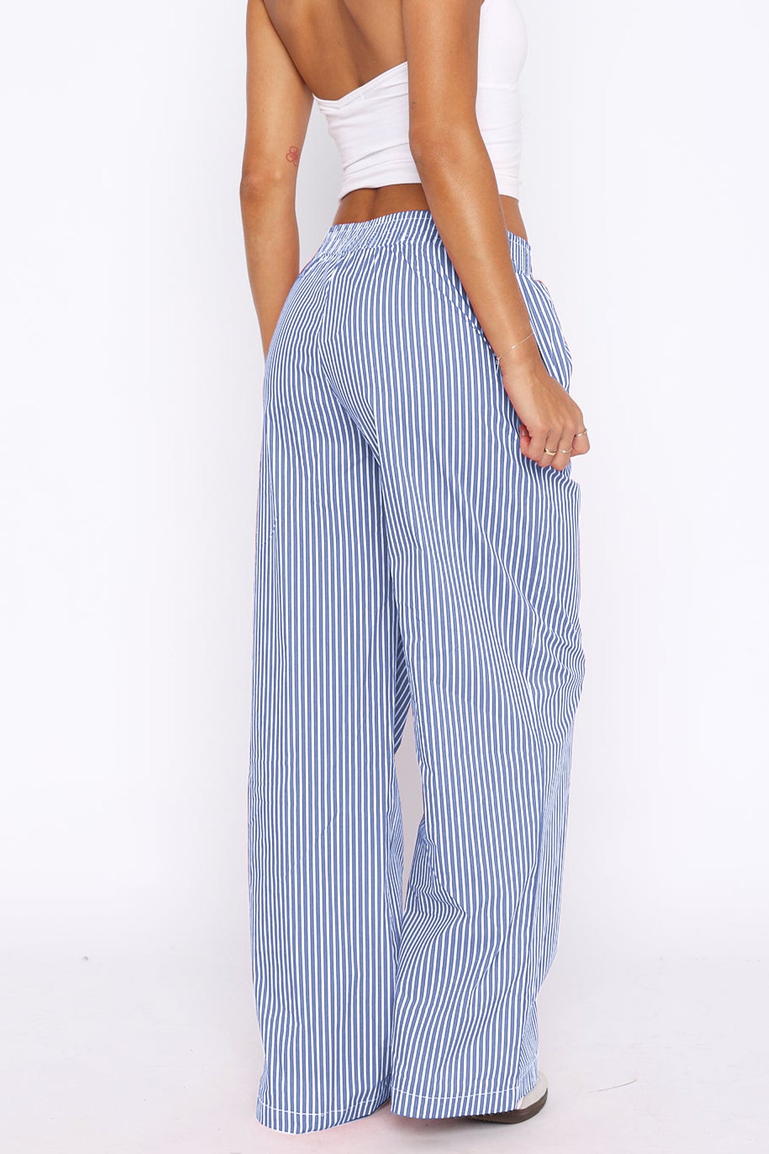 Cakulo Women's Casual Striped Wide-Leg Lounge Pants