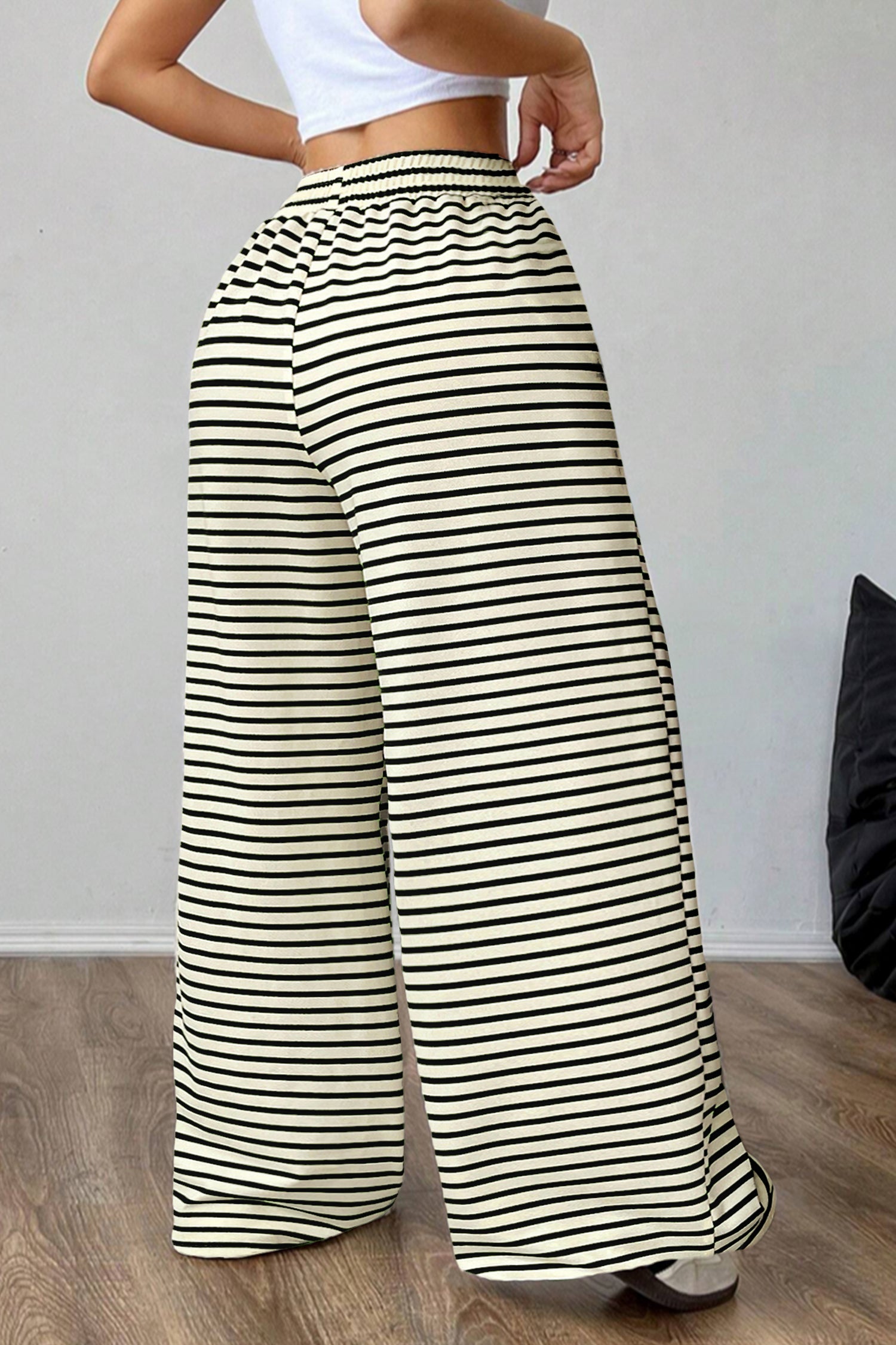 Cakulo Women's Striped High-Waist Y2K Lounge Pants with Pockets