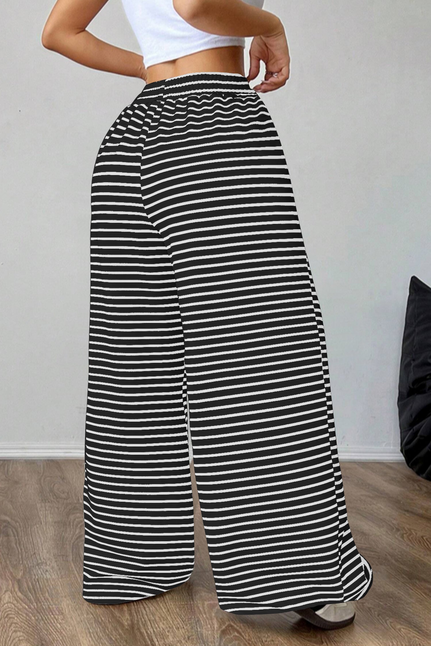 Cakulo Women's Striped High-Waist Y2K Lounge Pants with Pockets