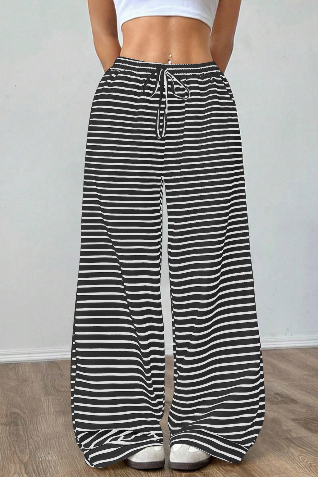 Cakulo Women's Striped High-Waist Y2K Lounge Pants with Pockets
