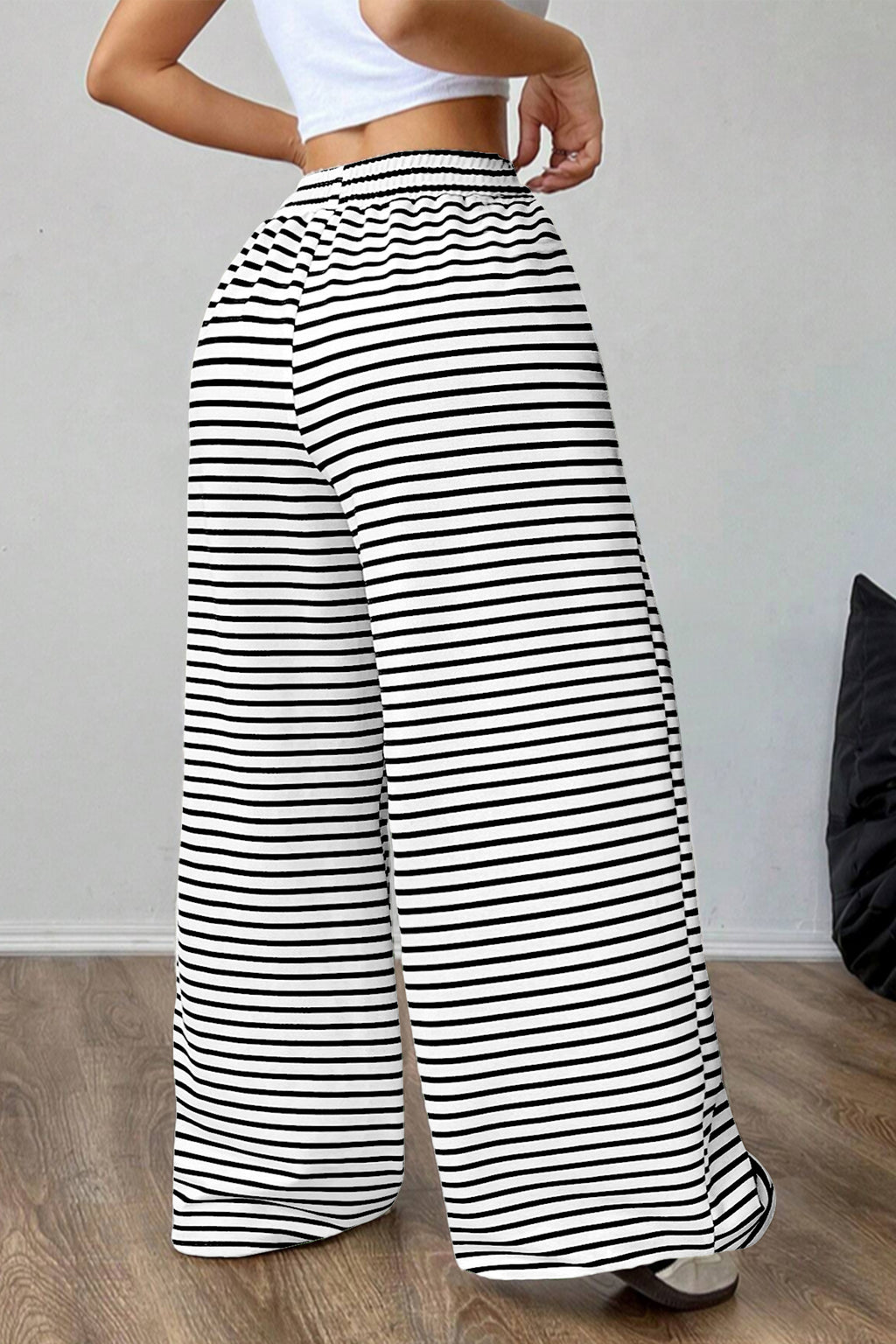 Cakulo Women's Striped High-Waist Y2K Lounge Pants with Pockets