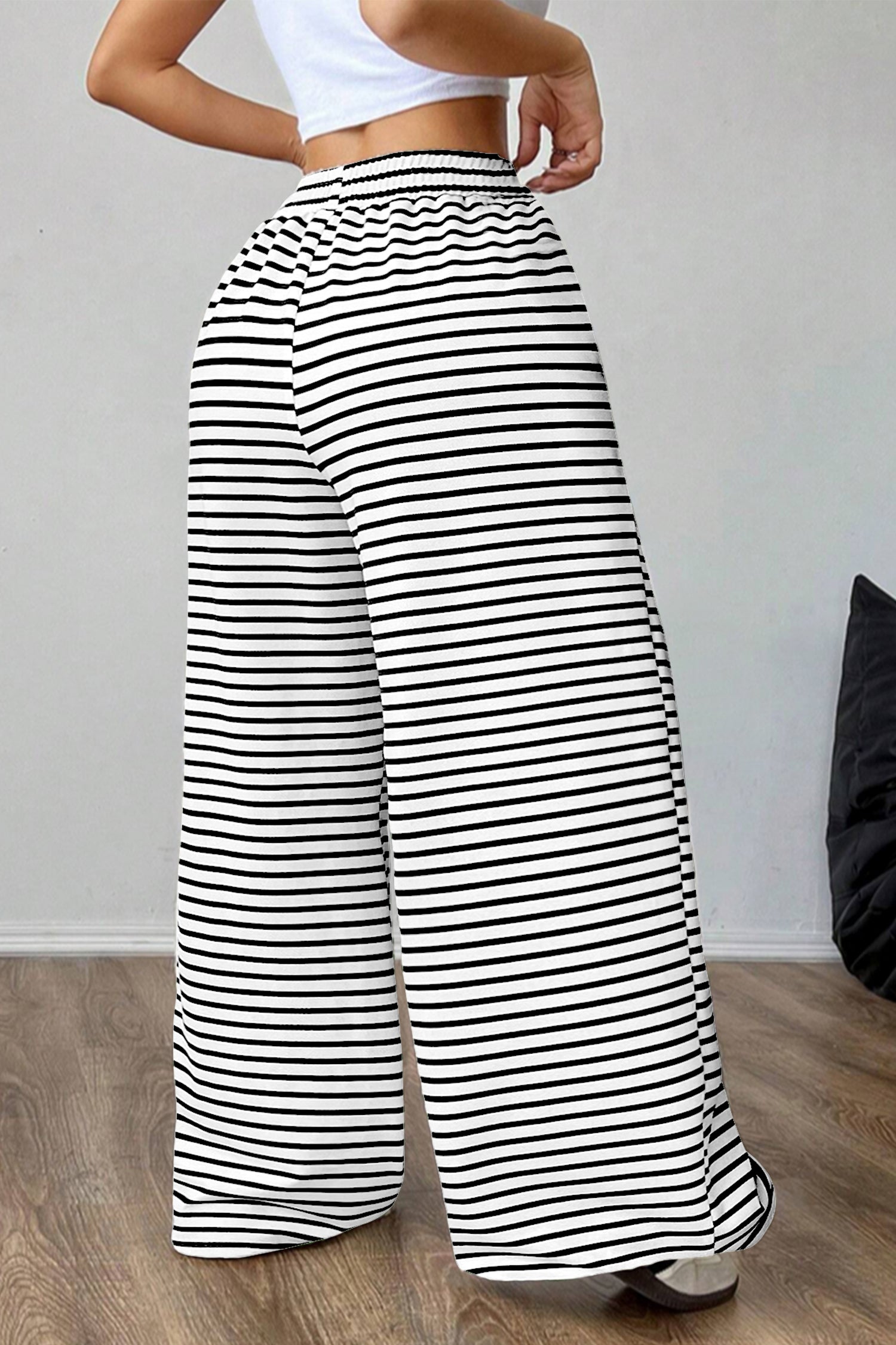 Cakulo Women's Striped High-Waist Y2K Lounge Pants with Pockets